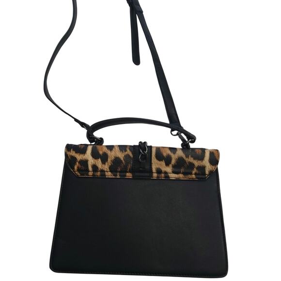 Badgley Mischka Designer black leopard crossbody 10x9.5 in Mobwife embellished - Picture 2 of 5